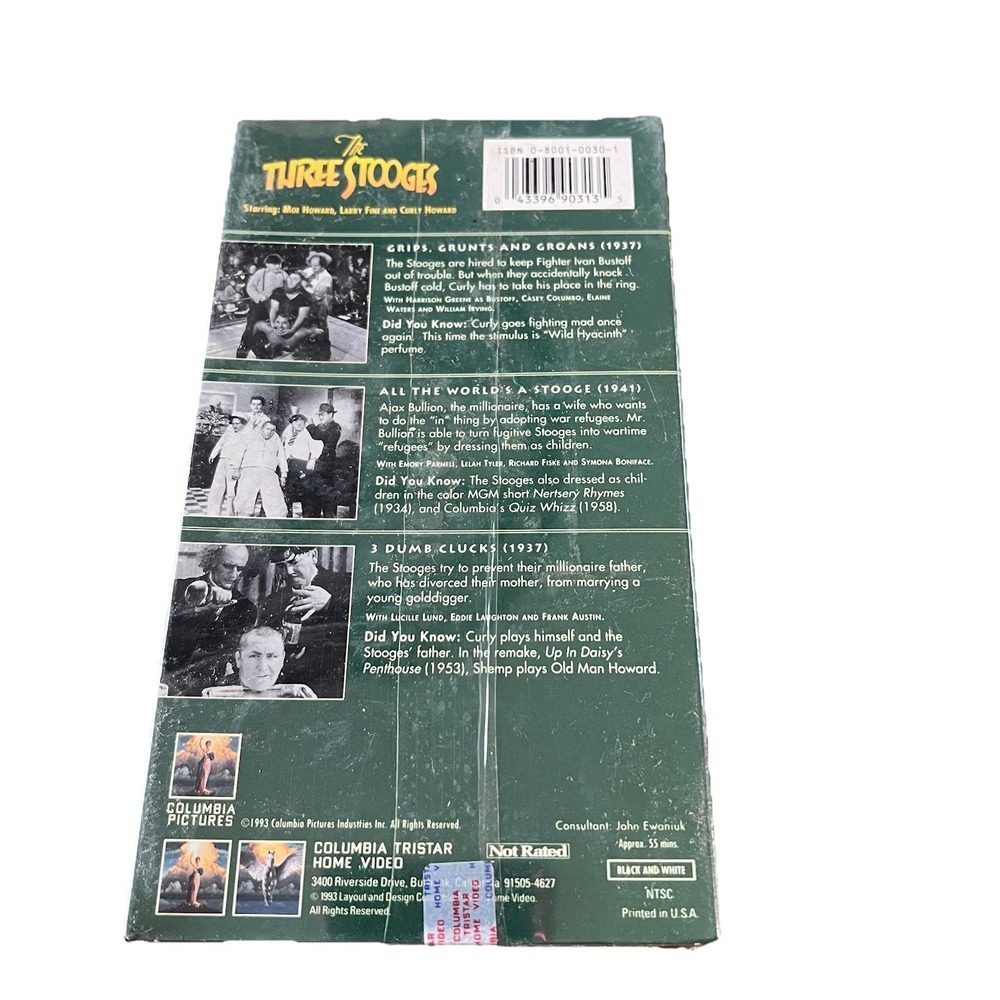 The Three Stooges All The Worlds‎ A Stooge VHS Vintage Classic New Sealed 1993 - Picture 2 of 3